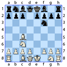 Chess Image 11: The King's Knight moves to the third house of the King's Bishop