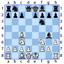 Chess Image 14: Plays the King side rook pawn one point, threatening the Bishop