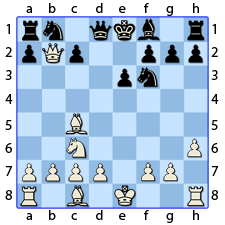 Chess Image 18: His Queen takes the Knight's Pawn on the Lady's side
