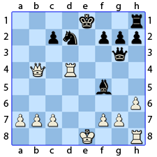 Chess Image 41: His King's Bishop takes the Queen's Bishop at four spaces from the line of the King's Bishop